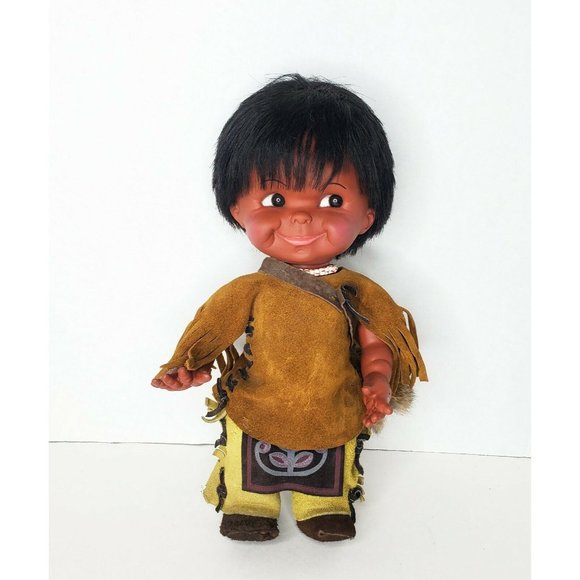Native American Indian Doll Baby Dolls Leather Clothes 12 inches Set 2 Vintage - Picture 4 of 12